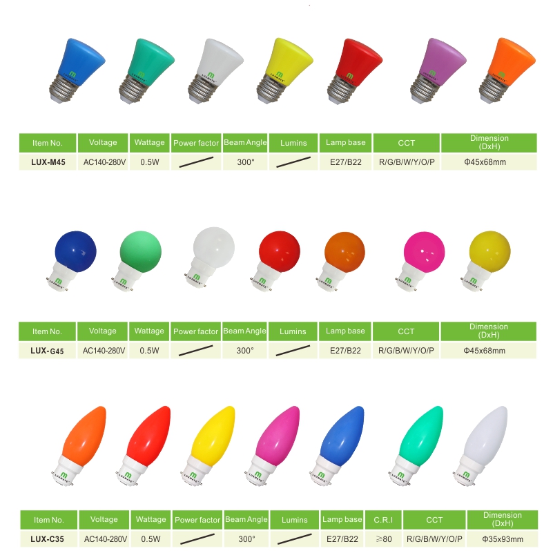LED COLOR BULB G45